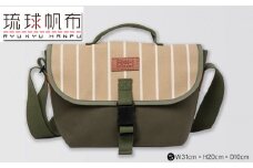 「琉球帆布」ツートンメッセンジャーS / ベージュ - 帆布 使いやすい バッグ 鞄 かばん 斜め掛け おしゃれ ファッション ポイント 手づくり ハンドメイド 琉球帆布 手仕事 伝統技術 沖縄県 八重瀬町【価格改定】