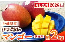 【先行受付】【2026年発送】伊集農園  沖縄県産マンゴー ご家庭用 約2kg - 先行予約 沖縄 産地直送 南国フルーツ 旬の味覚 家庭用 2キロ オススメ 沖縄県 八重瀬町