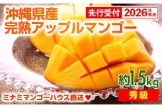 【先行受付】【2026年発送】ミナミマンゴーハウスの完熟アップルマンゴー【秀】約1.5kg（3~5玉）- 先行予約 沖縄県産 産地直送 南国フルーツ 旬の味覚 旬のフルーツ 贈り物 ギフト 沖縄県 八重瀬町
