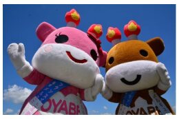 メルギューくん・メルモモちゃんの小矢部市ＰＲ活動を支援